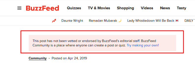 Buzzfeed sponsored posts